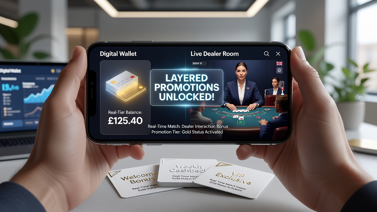 Digital wallet interface syncing with live dealer table in a UK licensed casino app