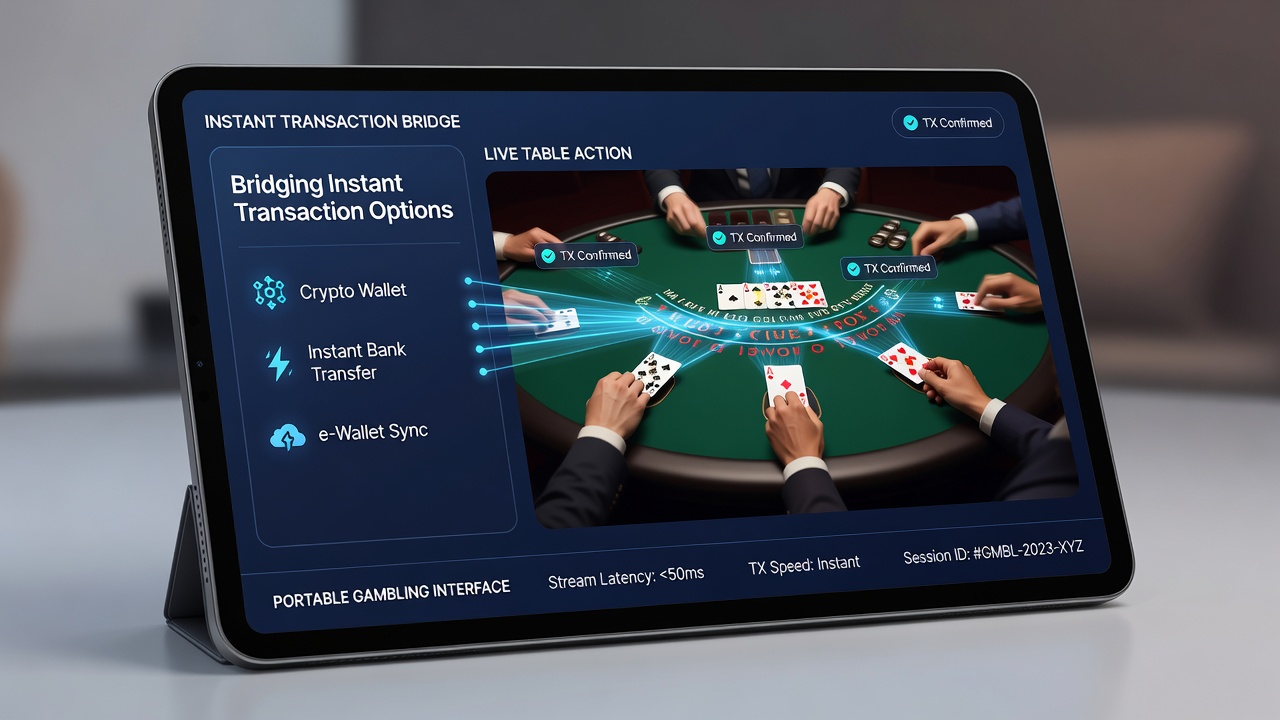Close-up view of a portable device screen with live dealer table and payment confirmation overlay