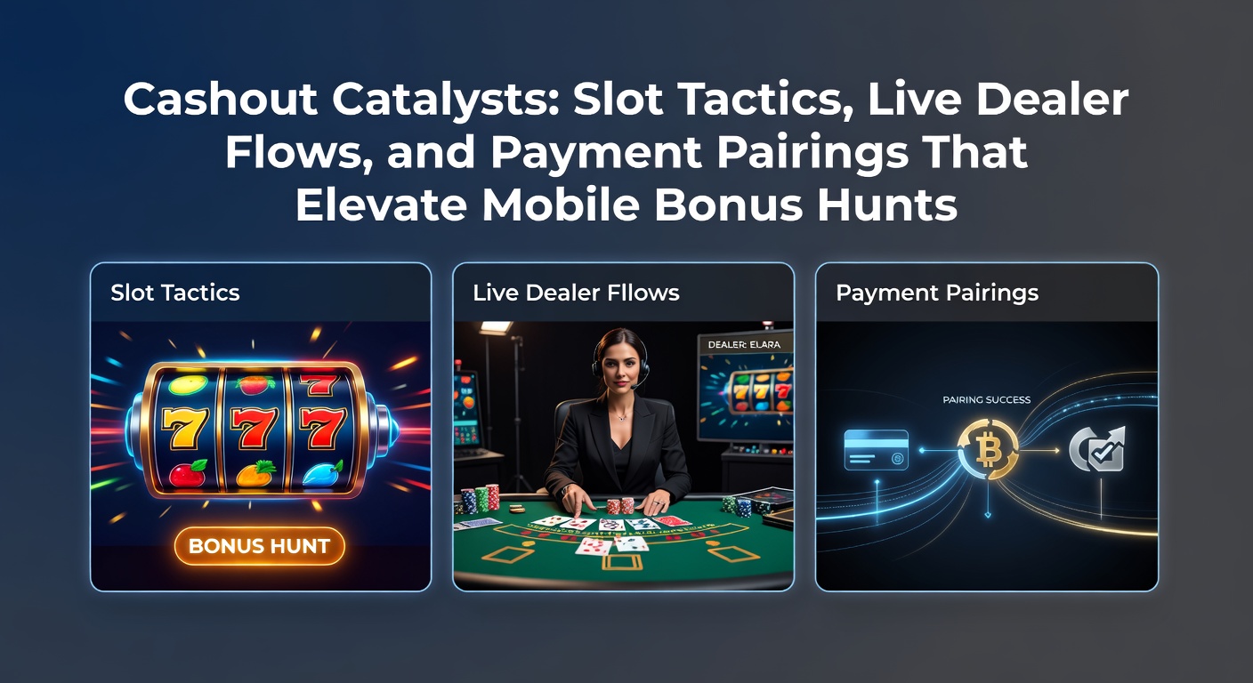 Dynamic mobile screen showing slot spins blending with live dealer tables and swift payment icons during a bonus hunt