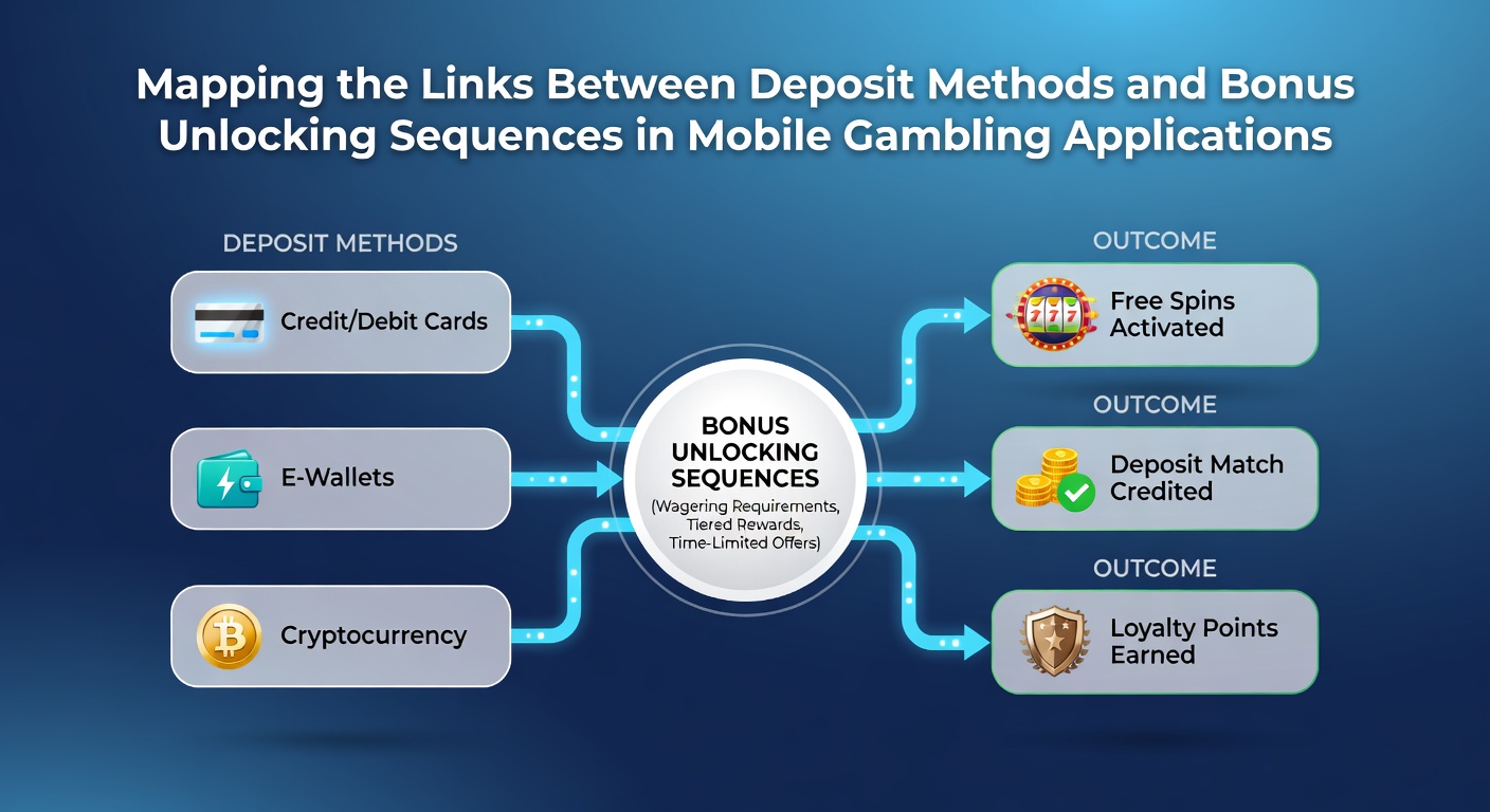 Flowchart illustrating connections between various deposit methods and bonus unlocking steps in mobile casino applications