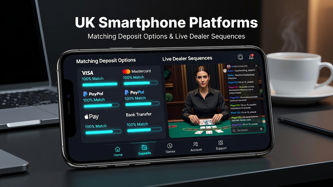 Close-up of smartphone screen showing live dealer sequence with deposit options menu overlay