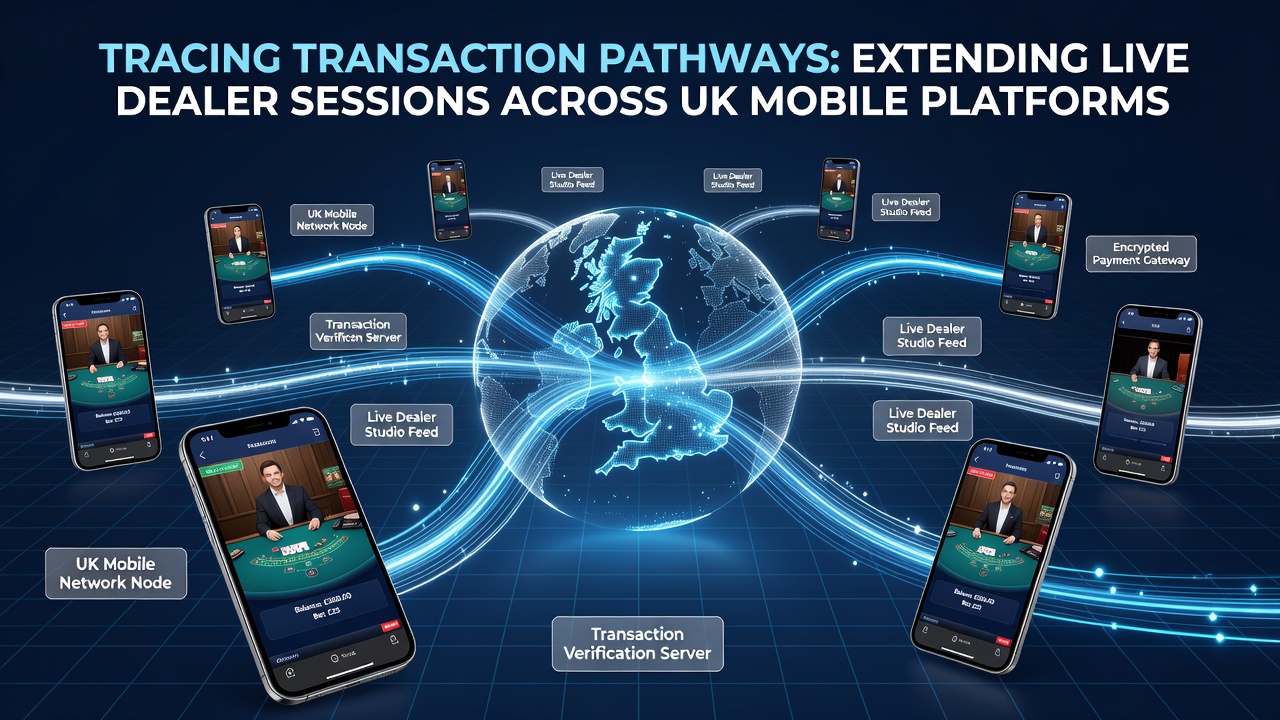 Illustration of mobile transaction flow extending live dealer gameplay sessions