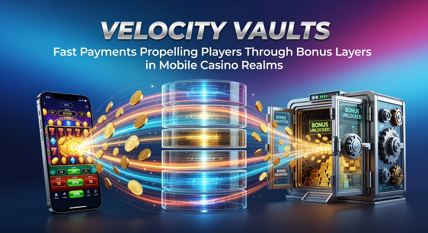 Close-up of a mobile screen displaying stacked bonus vaults opening with speed lines from incoming payment icons, amid exploding coin cascades and slot reels